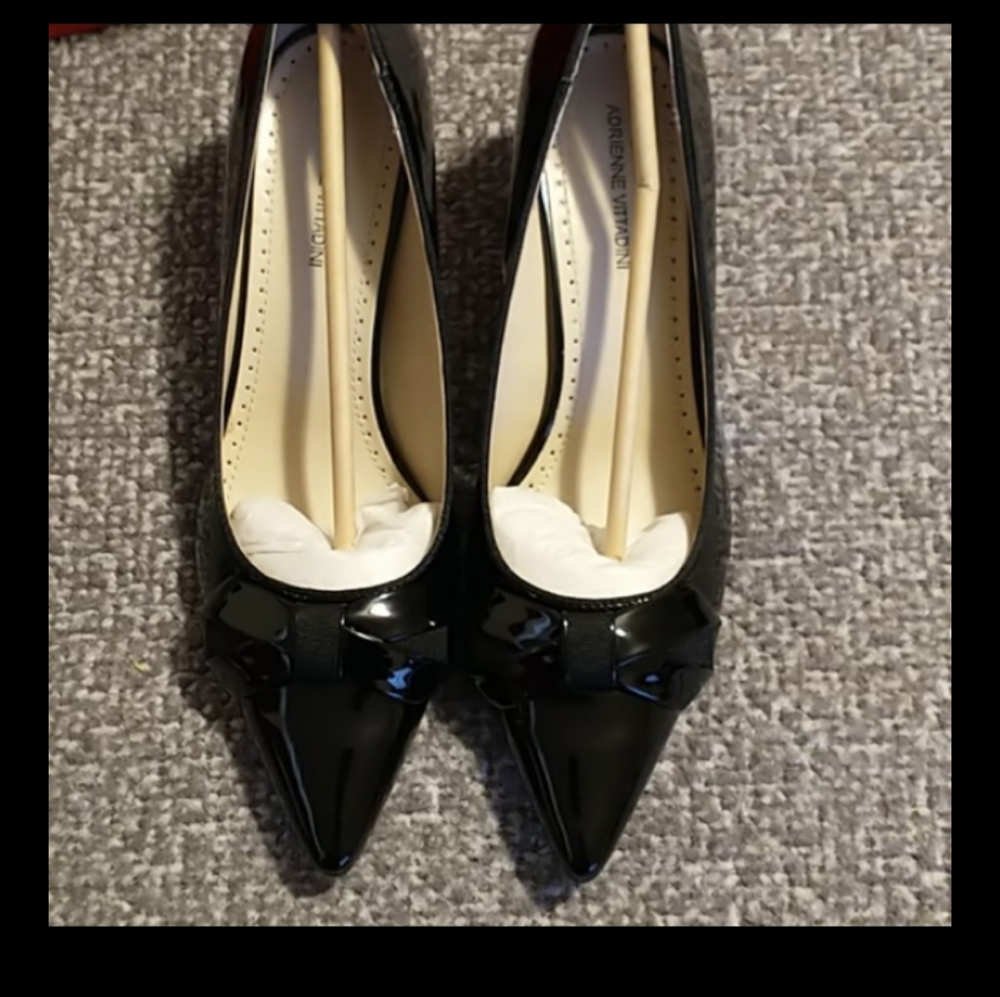 Adrienne Vittadini Black Patent Pumps